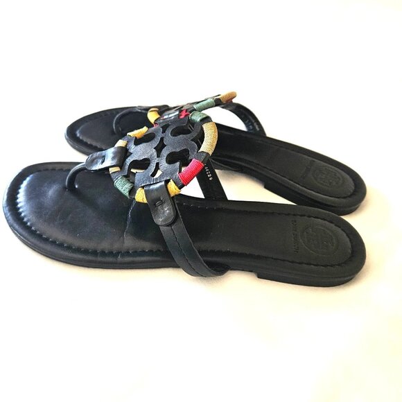 TORY Burch Black Leather Miller Sandals size 9M Style #3964 / S/N 44229 - Picture 4 of 8